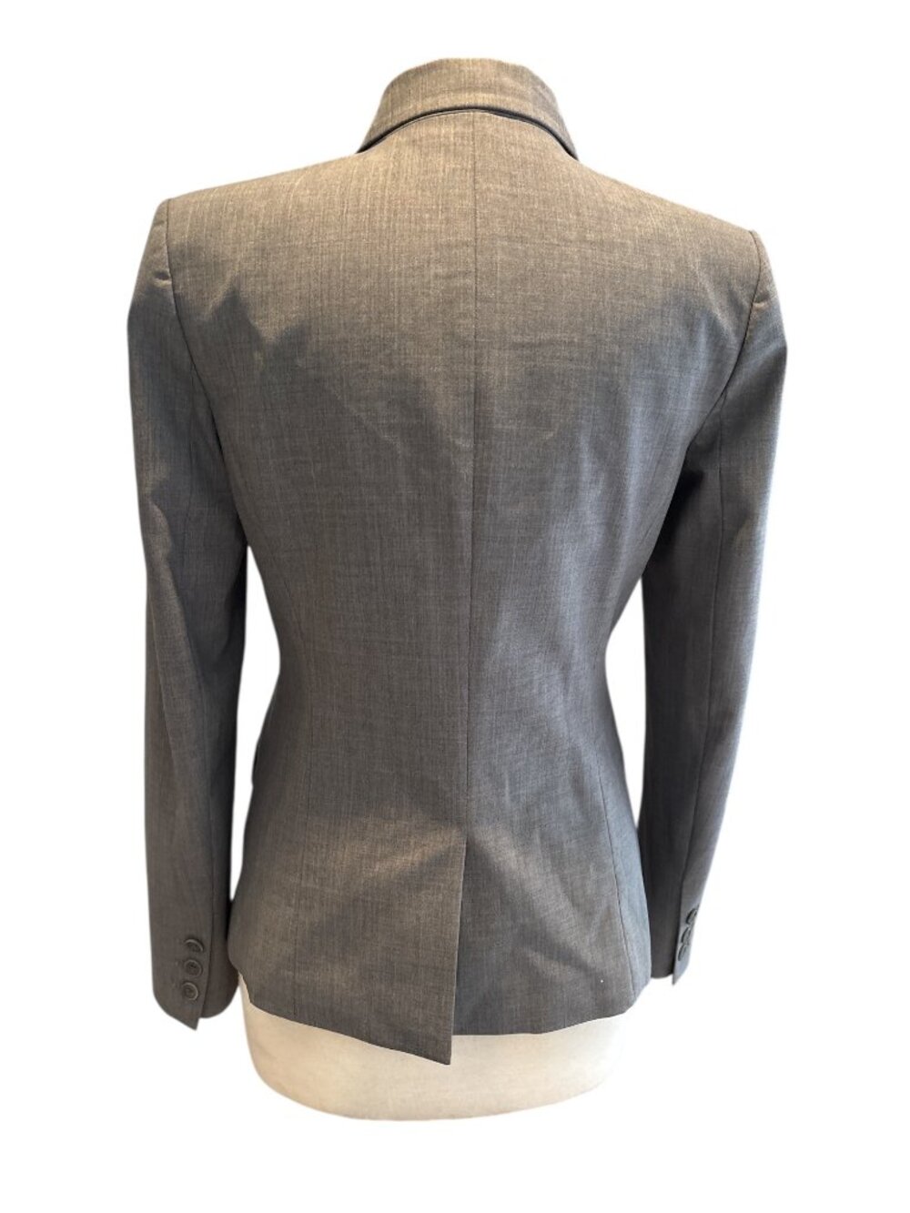 Theory Women’s Gray Wool Stretch Blazer Size 10 — Tailored One-Button Jacket — P - Picture 5 of 11